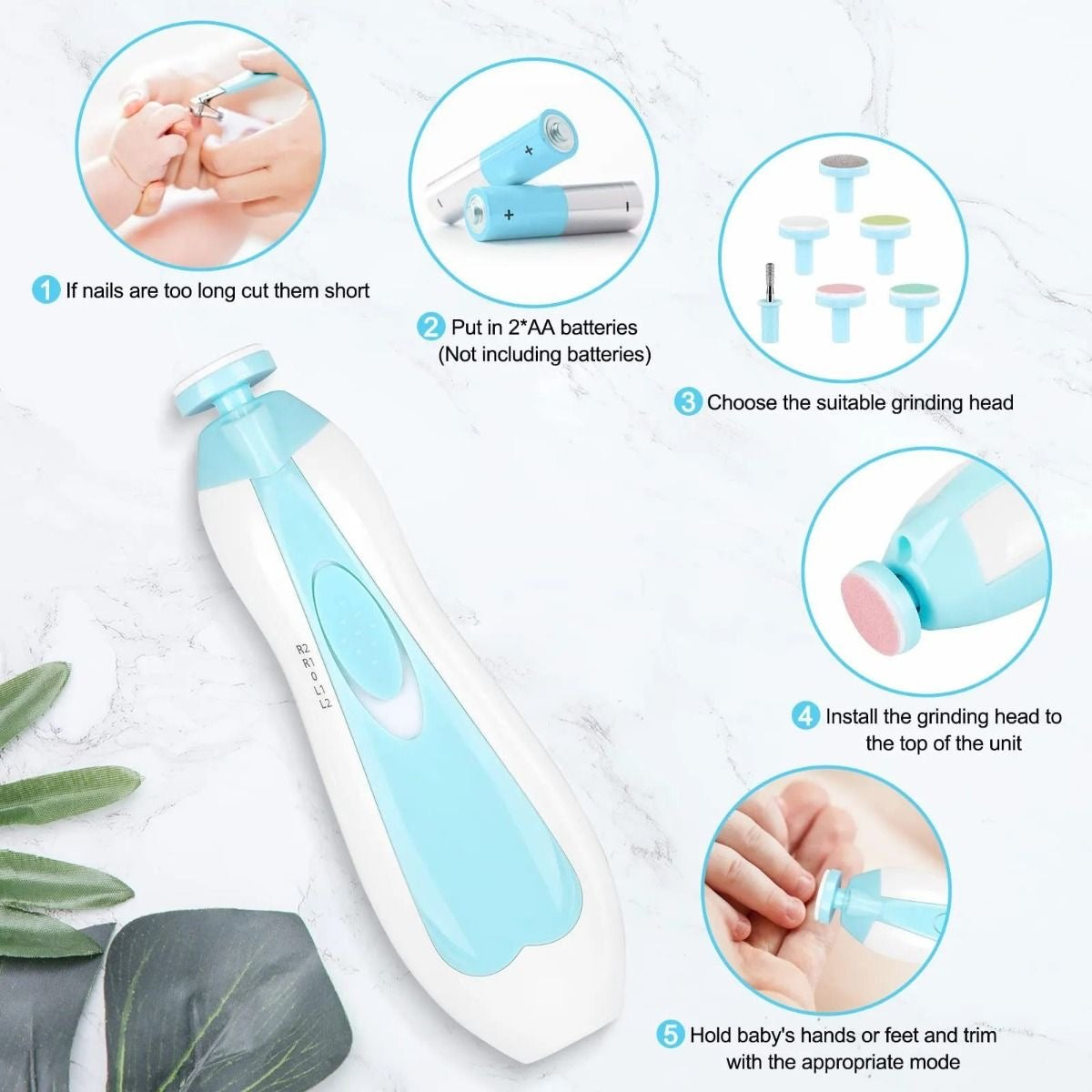 Baby Nail Trimmer Electric,Baby Nail Clippers, 6 in 1 Baby Nail File